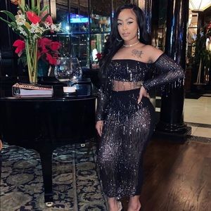 Mesh Sparkly Midi Set